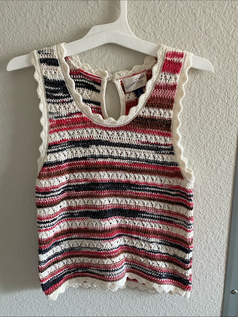 Women’s Universal Thread Striped Crochet Knit Tank Top